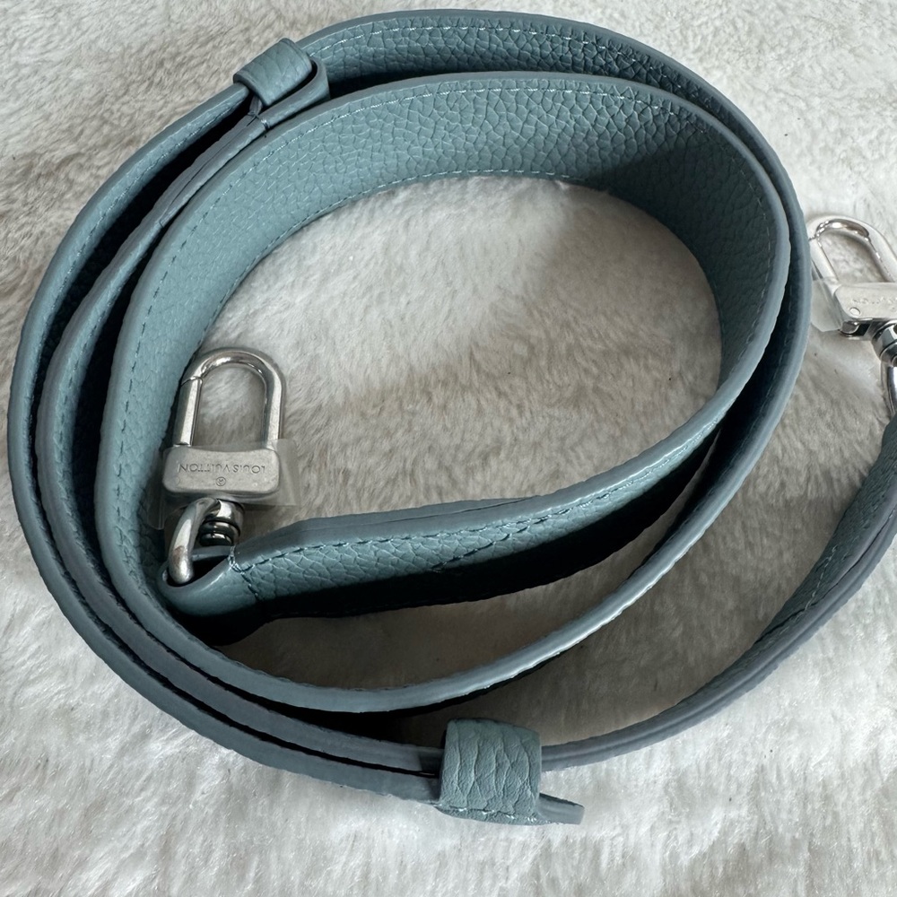 Louis Vuitton Teal Leather Strap with Silver Accents